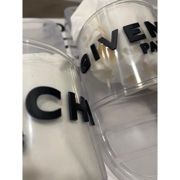 Givenchy Clear Logo Rubber Womens Pool Slide Sandal 38 - Picture 3 of 7
